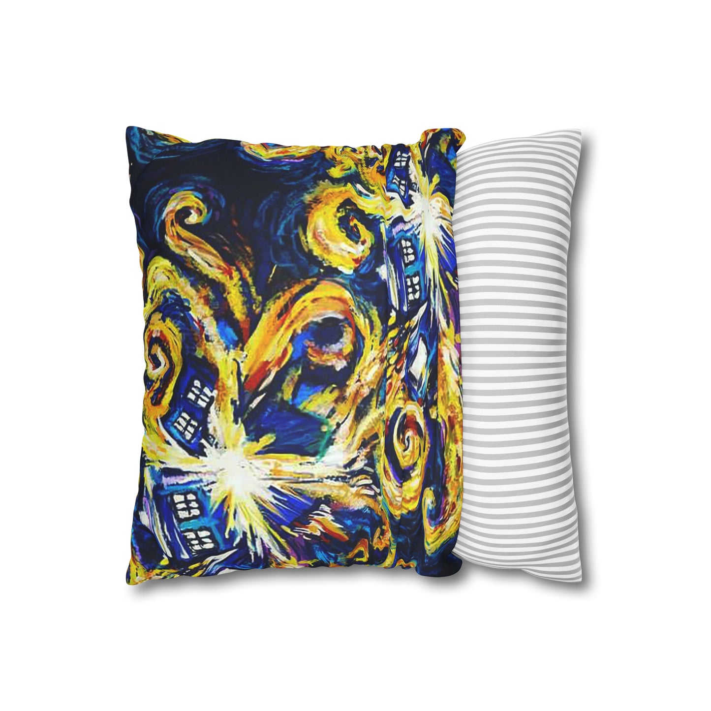 Van Gogh Tardis Faux Suede Square Pillow Case