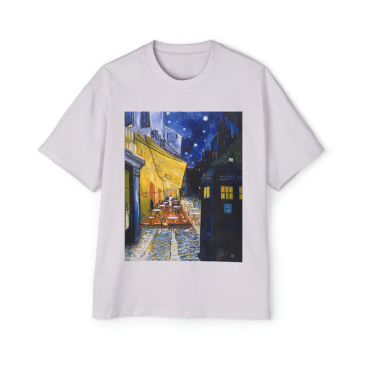 Van Gogh Café Tardis Premium Men's Heavy Oversized Tee