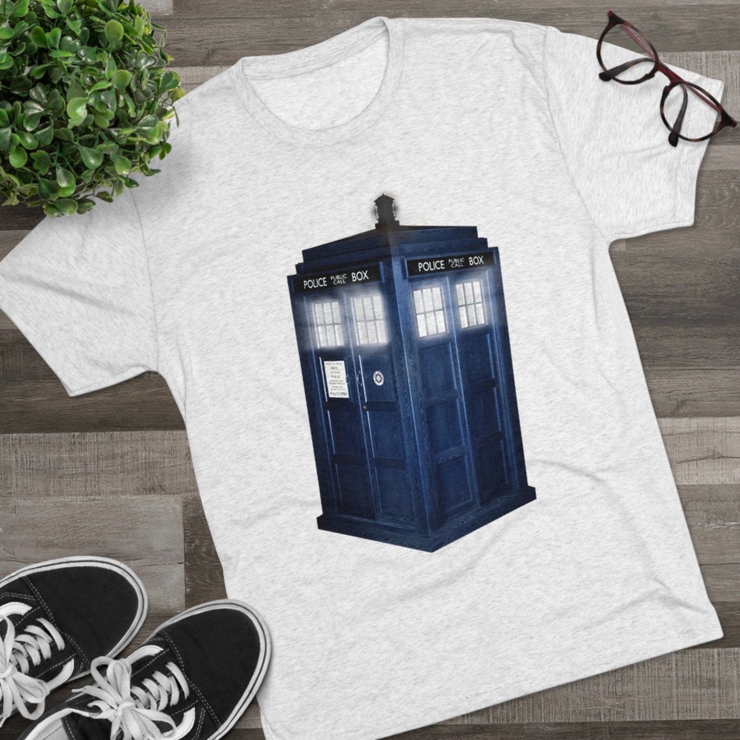 Tardis Glow Light Unisex Tri-Blend Crew Tee