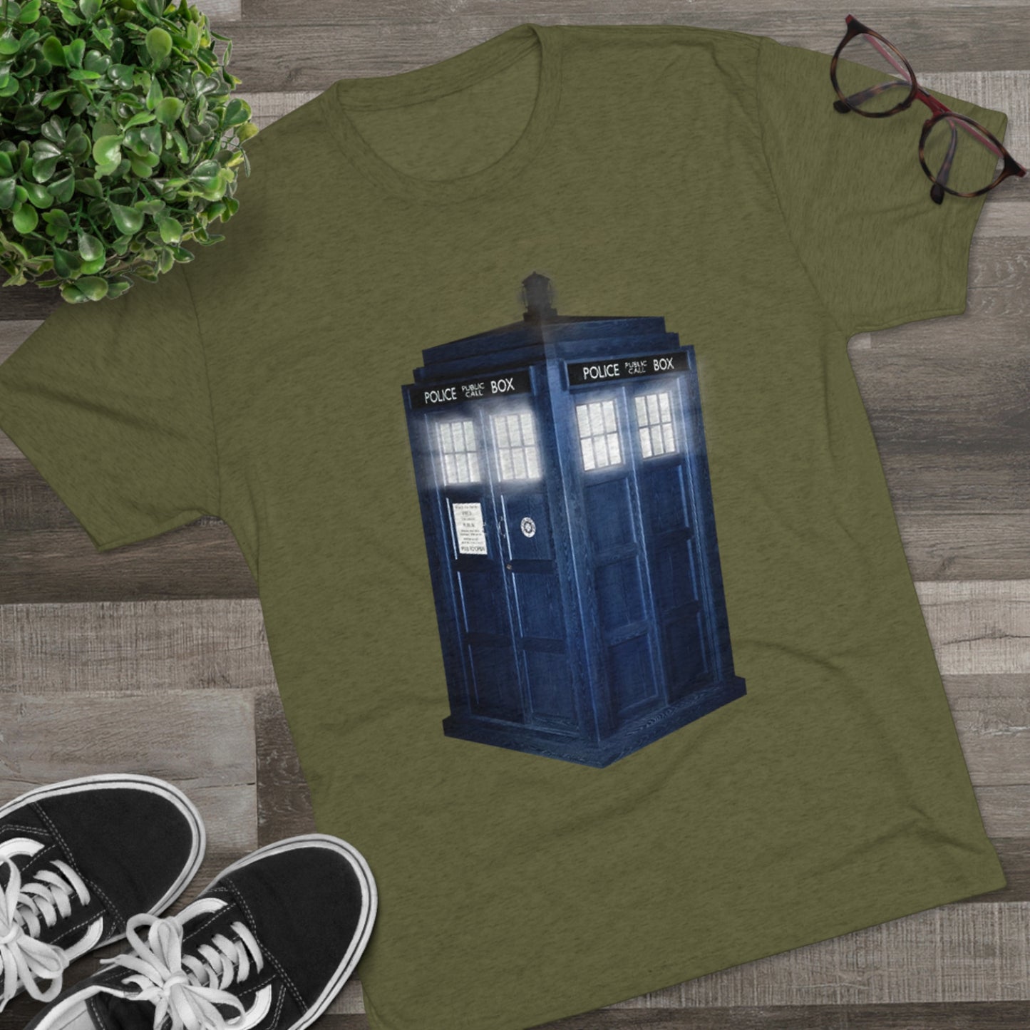 Tardis Glow Light Unisex Tri-Blend Crew Tee