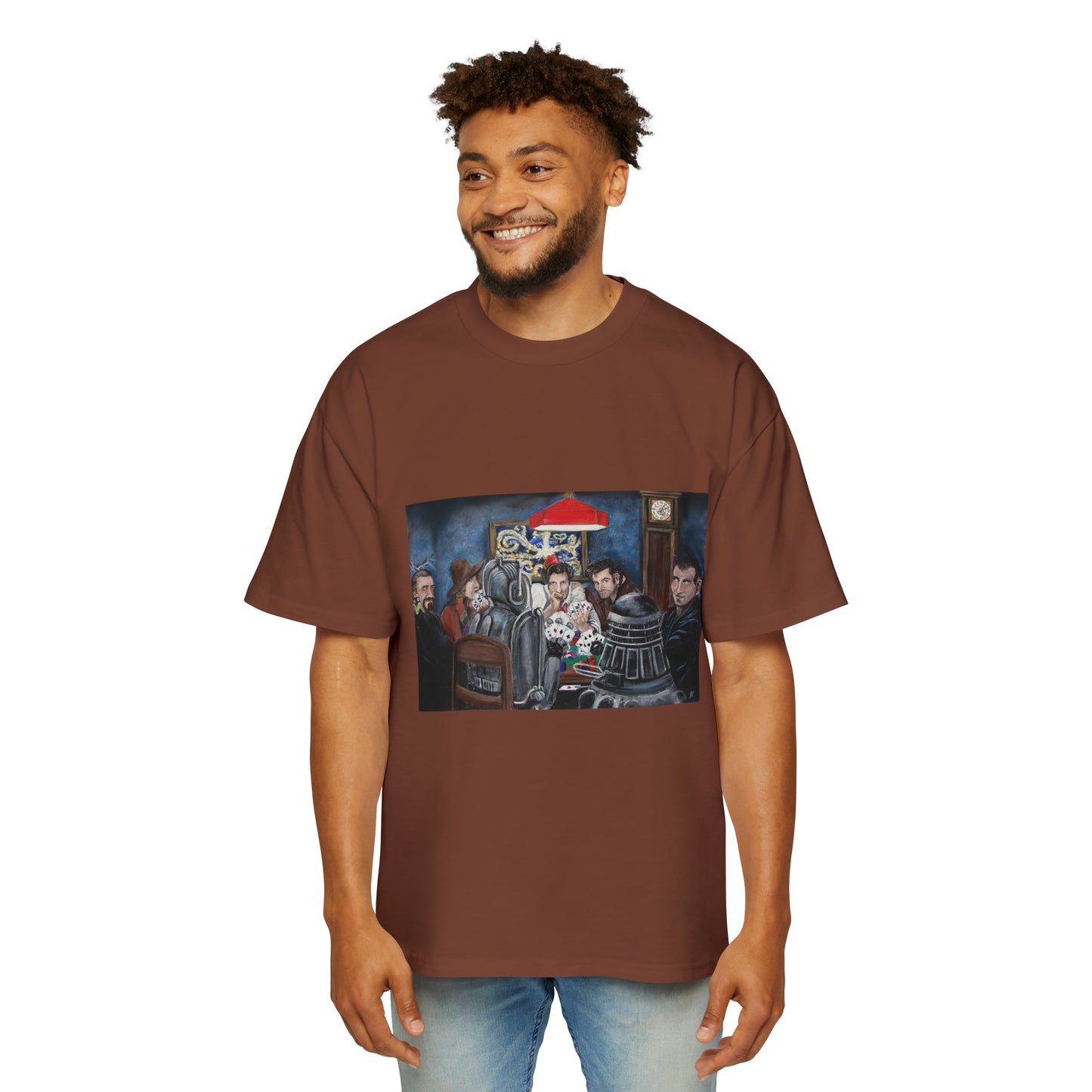 Poker Tardis Night Men's Heavy Oversized Tee