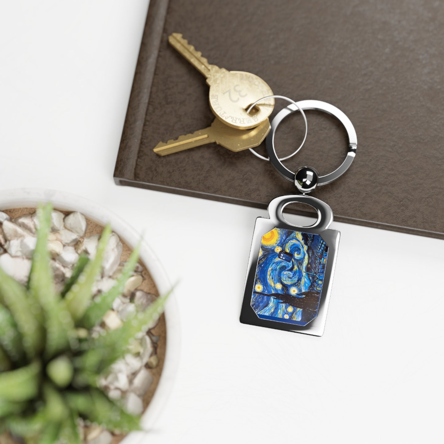 Van Gogh Starry Night Tardis Keyring