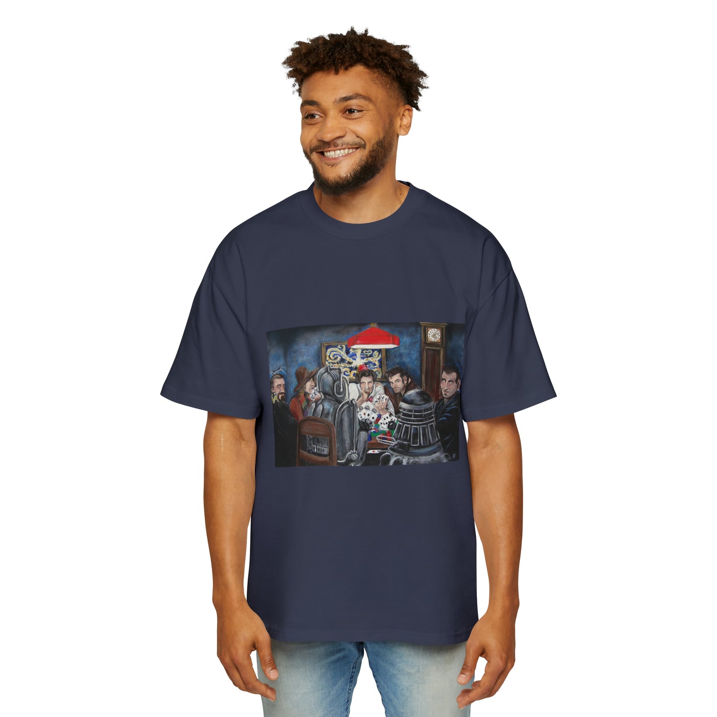 Poker Tardis Night Men's Heavy Oversized Tee