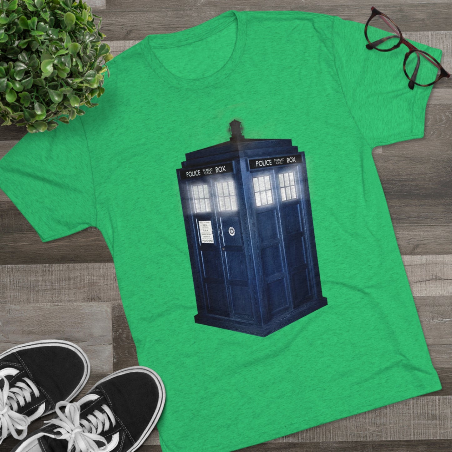 Tardis Glow Light Unisex Tri-Blend Crew Tee