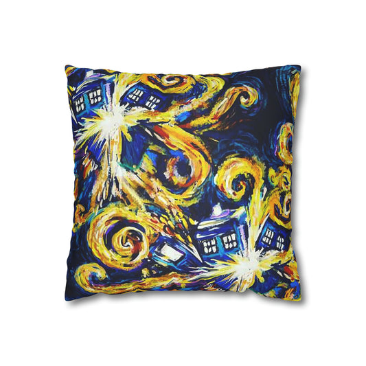 Van Gogh Tardis Faux Suede Square Pillow Case