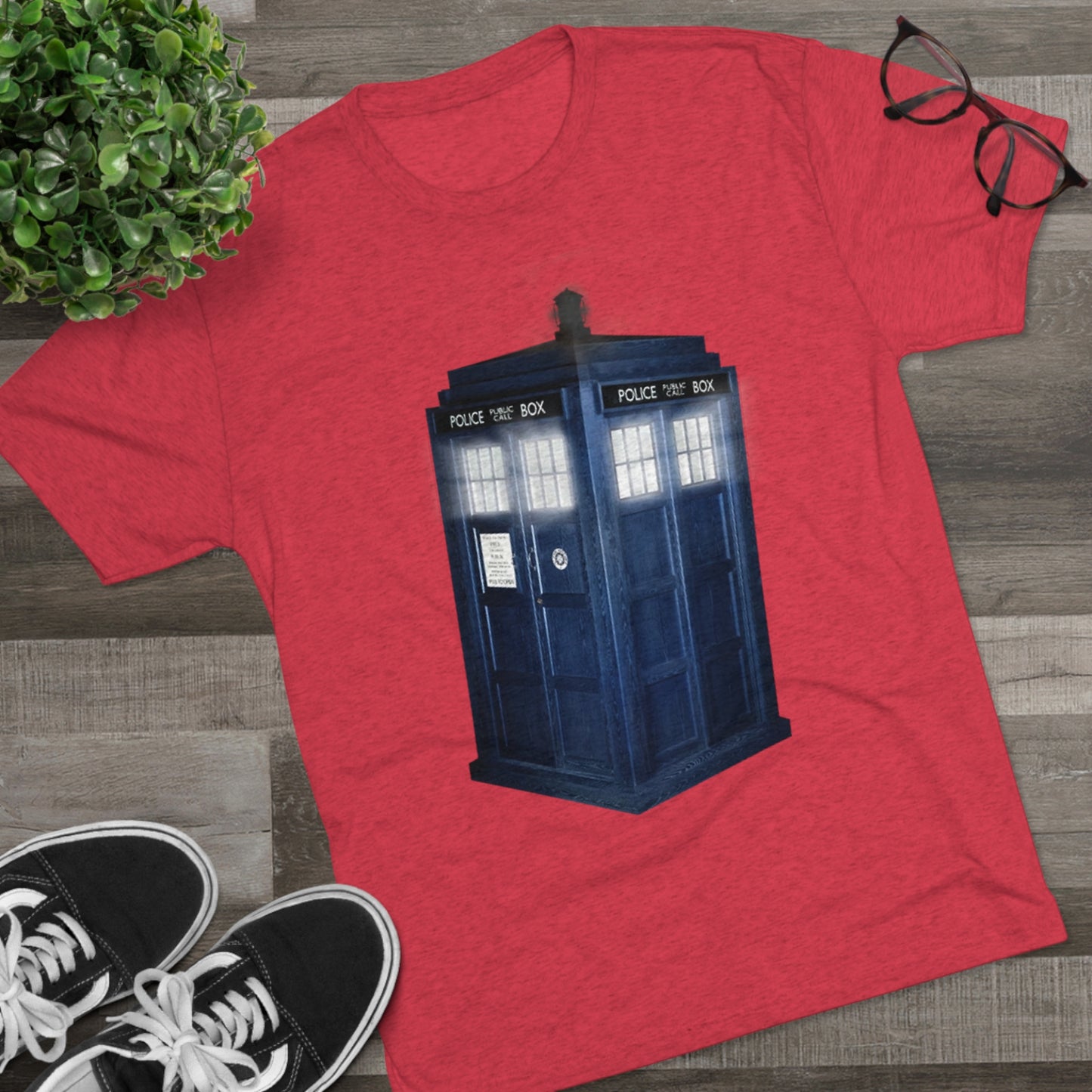 Tardis Glow Light Unisex Tri-Blend Crew Tee