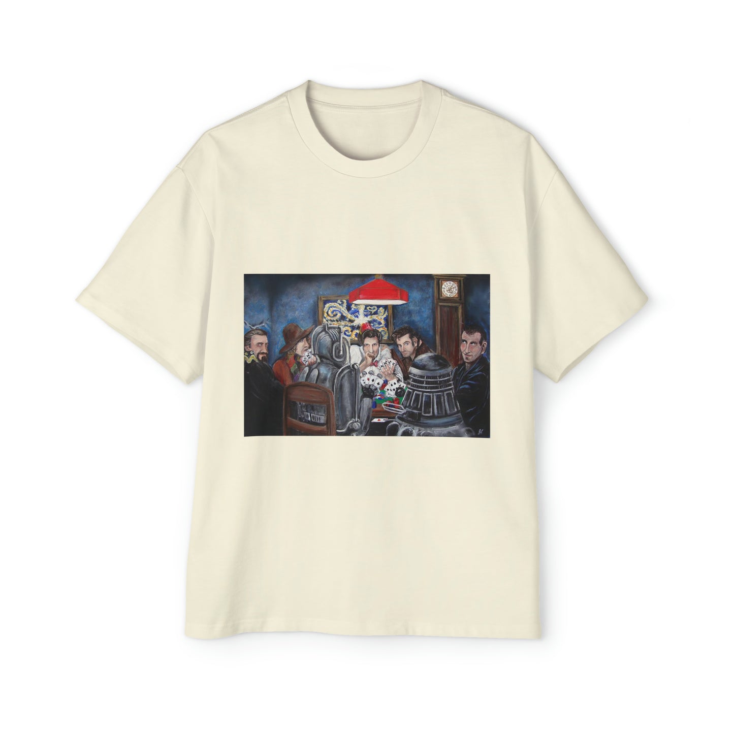 Poker Tardis Night Men's Heavy Oversized Tee