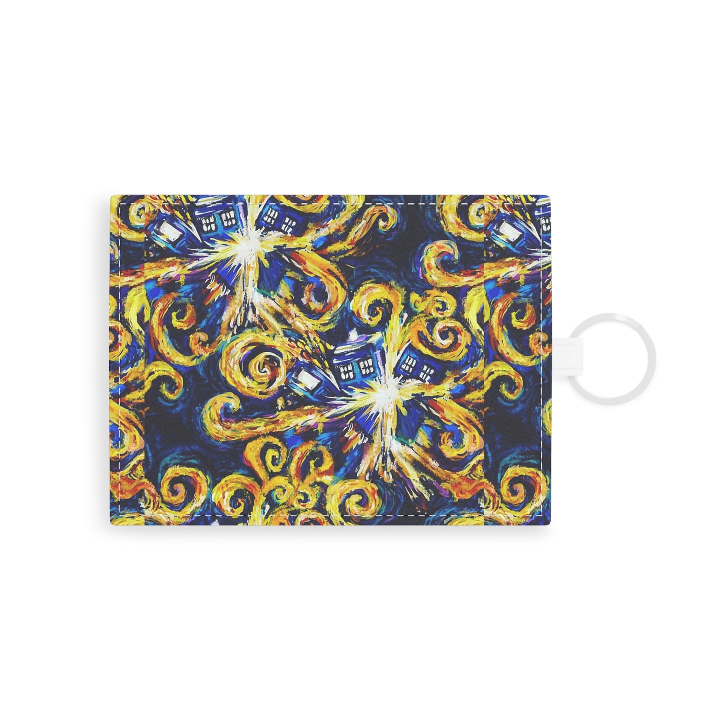 Van Gogh Exploding Tardis Saffiano Leather Card Holder