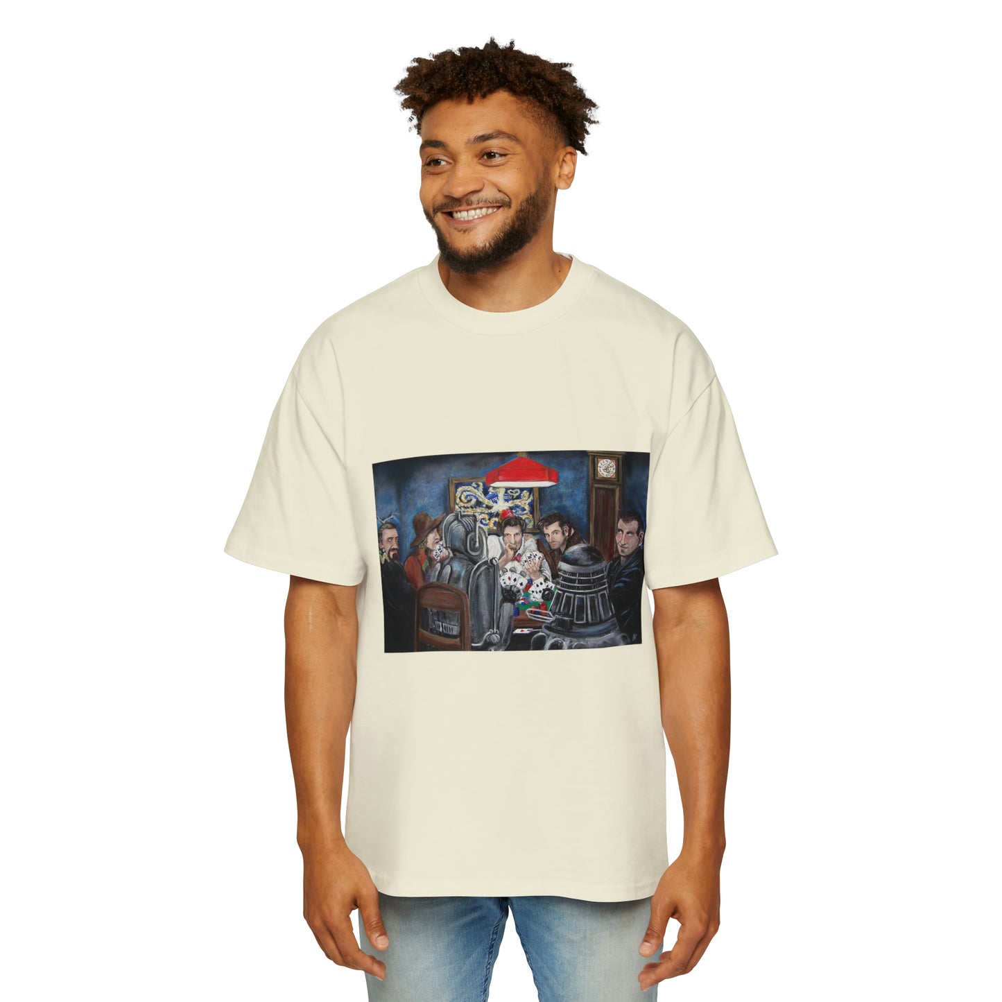 Poker Tardis Night Men's Heavy Oversized Tee