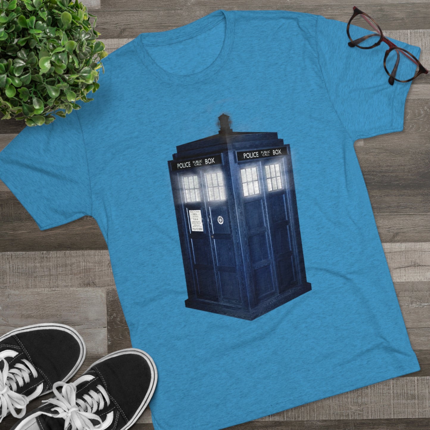 Tardis Glow Light Unisex Tri-Blend Crew Tee