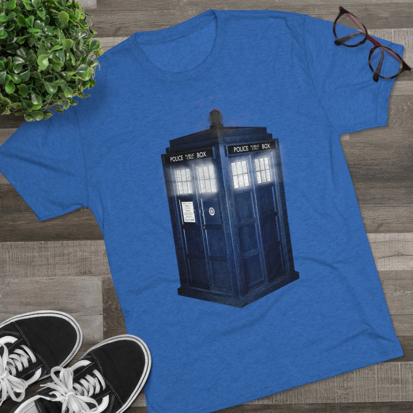 Tardis Glow Light Unisex Tri-Blend Crew Tee